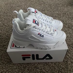 Kids size 5 All white FILAs!!